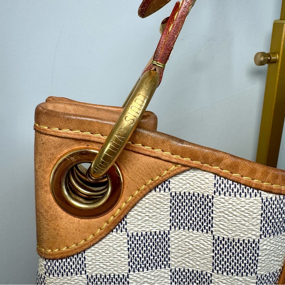 Louis Vuitton Galliera PM Shoulder Bag In Damier Azur Logo Print W Gold Hardware - Picture 10 of 16